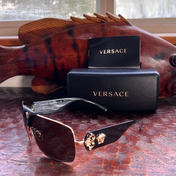 Versace Black and Gold Men's Sunglasses - Picture 9 of 14